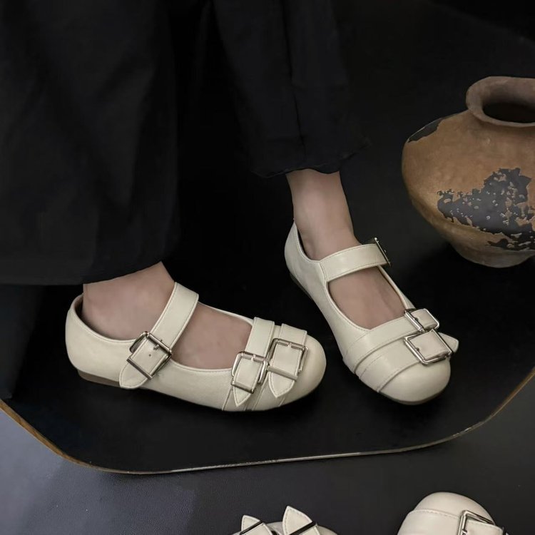 Damen Ballerinas mit modischen Schnallen und bequemer Innensohle EB