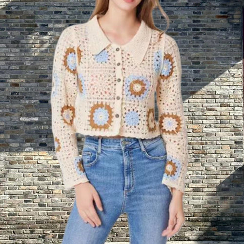 Damen Strickjacke im einzigartigen Granny-Quadrat-Muster EB