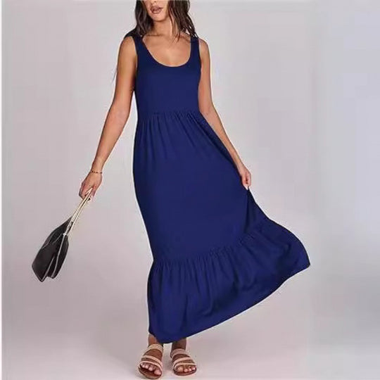 Damen Sommerliches Maxikleid mit praktischen Taschen und voluminösem Saum EB