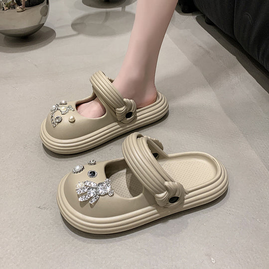 Damen Sandalen mit funkelnden Dekoren und praktischem Riemenverschluss EB