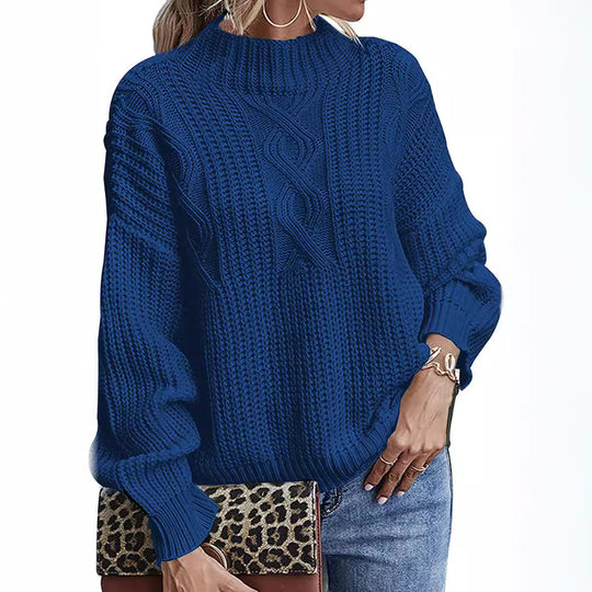 Damen Strickpullover mit elegantem Zopfdesign und modernem Schnitt EB