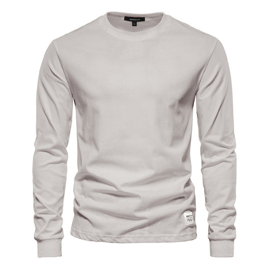 Herren nan klassisches langärmliges Baumwollshirt mit Rundhalsausschnitt und elastischen Bündchen EB