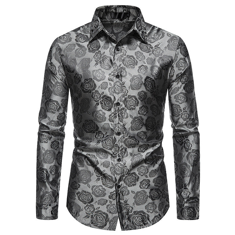 Herren Hemd mit floralen Prägungen und elegantem Glanz EB