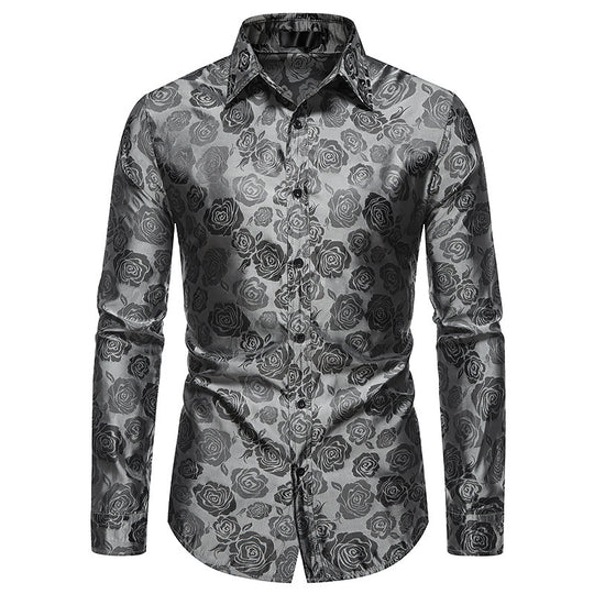 Herren Hemd mit floralen Prägungen und elegantem Glanz EB