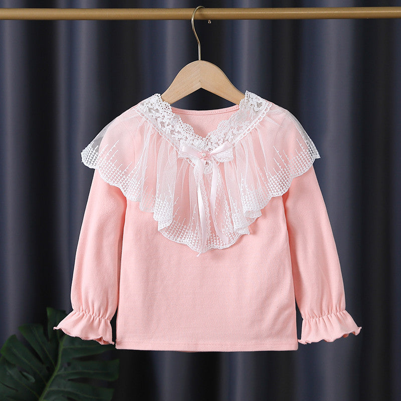 Mädchen Langarmshirt mit eleganter Spitzenverzierung EB