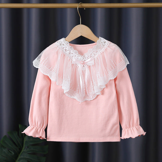 Mädchen Langarmshirt mit eleganter Spitzenverzierung EB