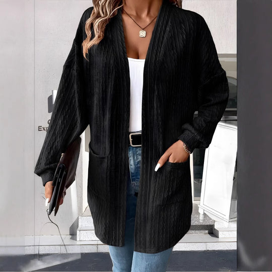 Damen lässige Strickjacke mit Taschen EB