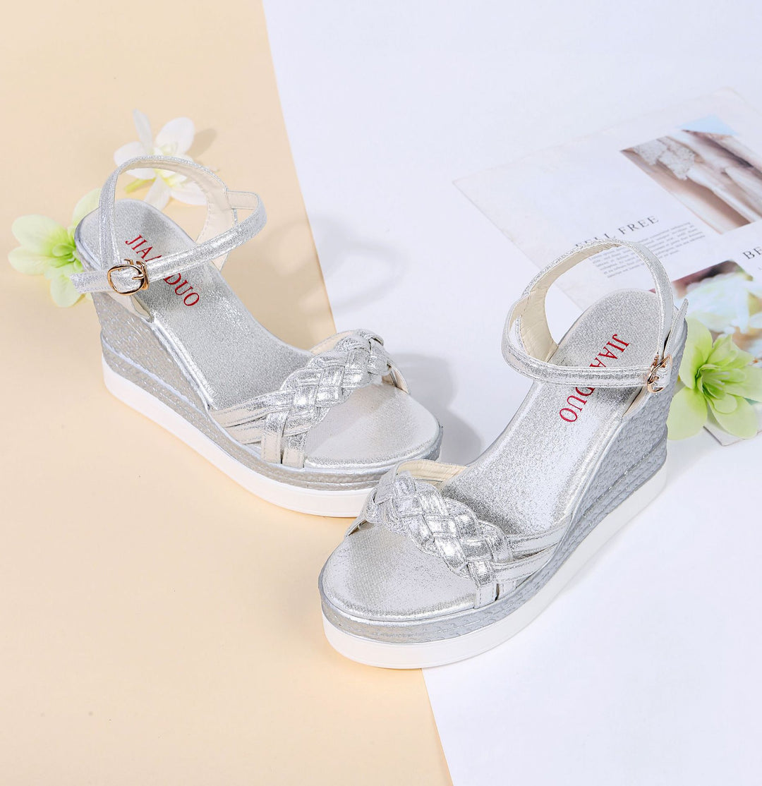 Damen Wedge-Sandalen mit verziertem Riemchen-Design EB
