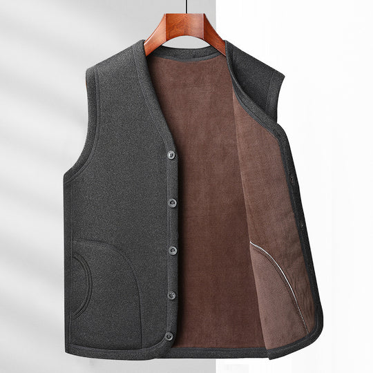 Herren Wattierte Thermo-Weste mit kuscheligem Fleece-Innenfutter und Knopfleiste EB