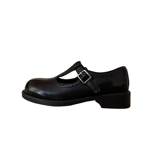 Damen Elegante Mary Jane Schuhe mit dekorativem Riemchen und perforierten Details EB