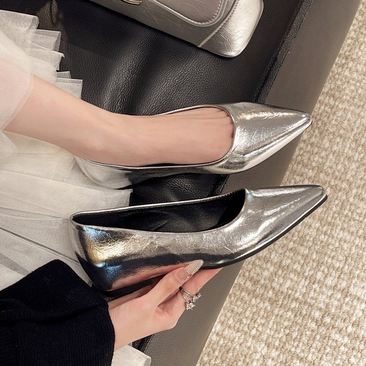 Damen modische spitze Ballerinas aus hochwertigem Leder EB