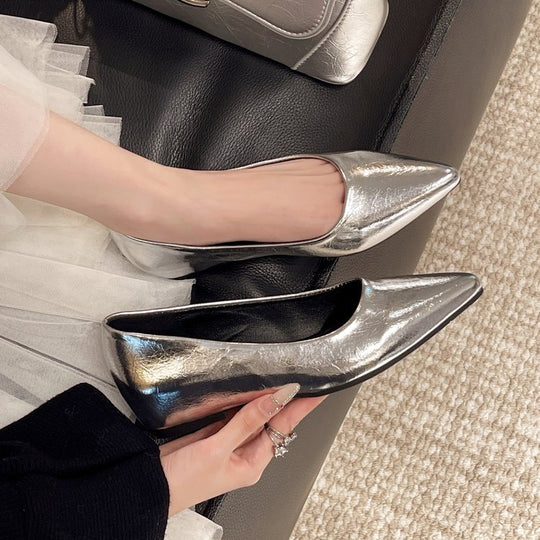 Damen modische spitze Ballerinas aus hochwertigem Leder EB