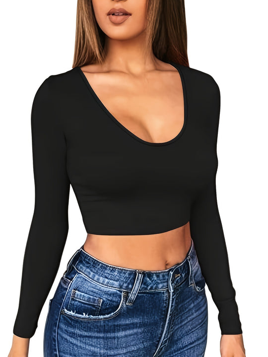 Damen Langarm Crop Top EB
