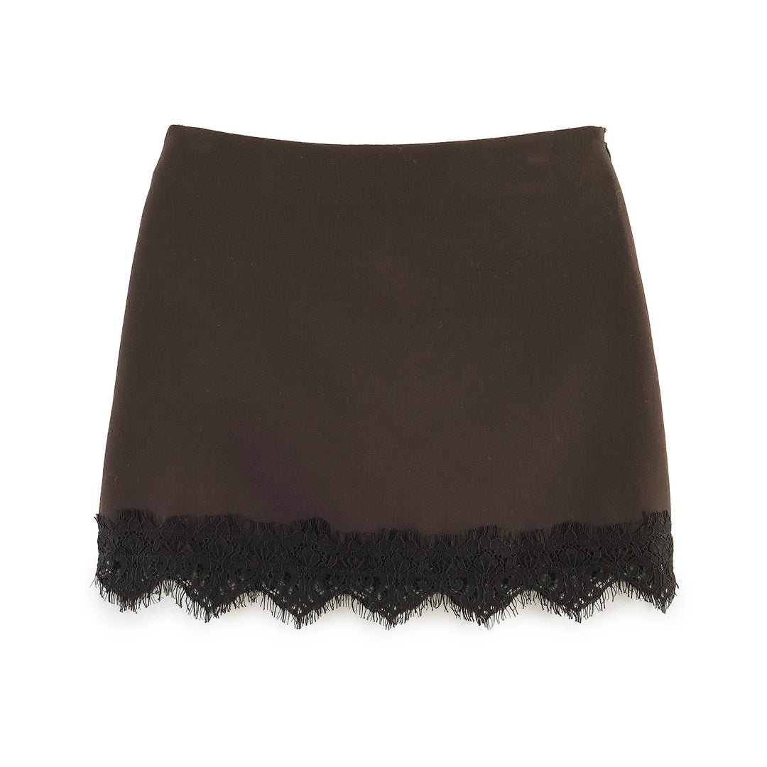 Damen Feiner Rock mit eleganter Spitzenverzierung EB
