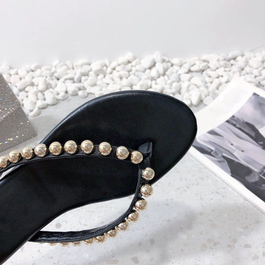 Damen Zehentrenner-Sandalen mit dekorativem Kettendetail EB
