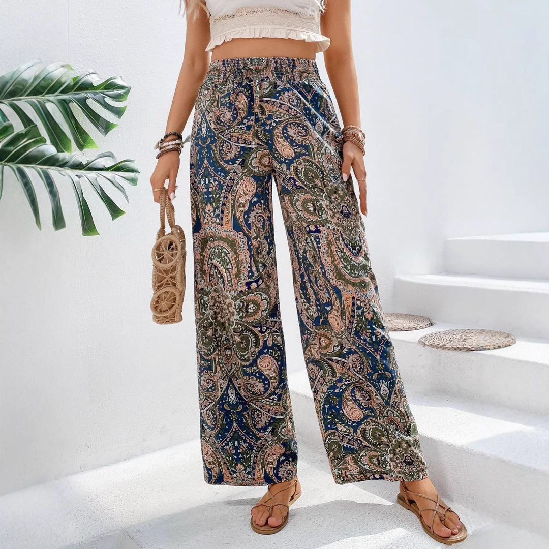 Damen lockere Palazzo-Hosen mit Paisleymuster EB