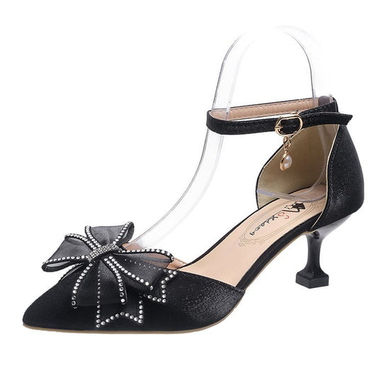 Damen elegante High Heels mit zierlichem Schleifenakzent EB