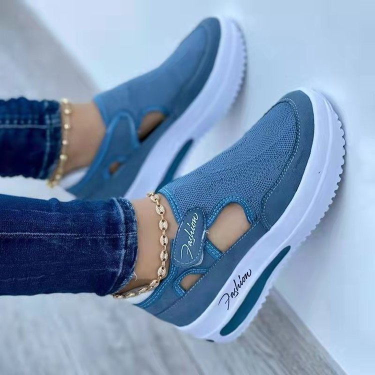 Damen  atmungsaktive Plateausneaker mit Klettverschluss und integrierter Luftdämpfung EB