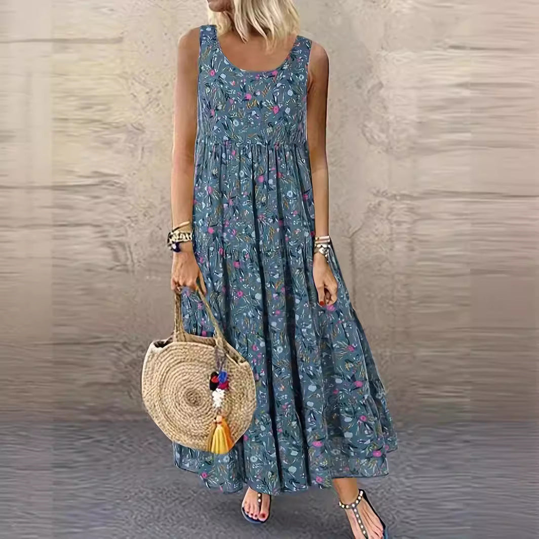 Damen Langes Freizeitkleid mit floralem Design EB