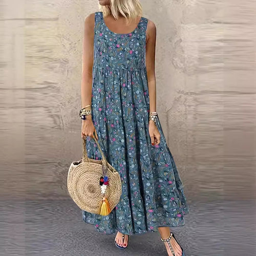 Damen Langes Freizeitkleid mit floralem Design EB
