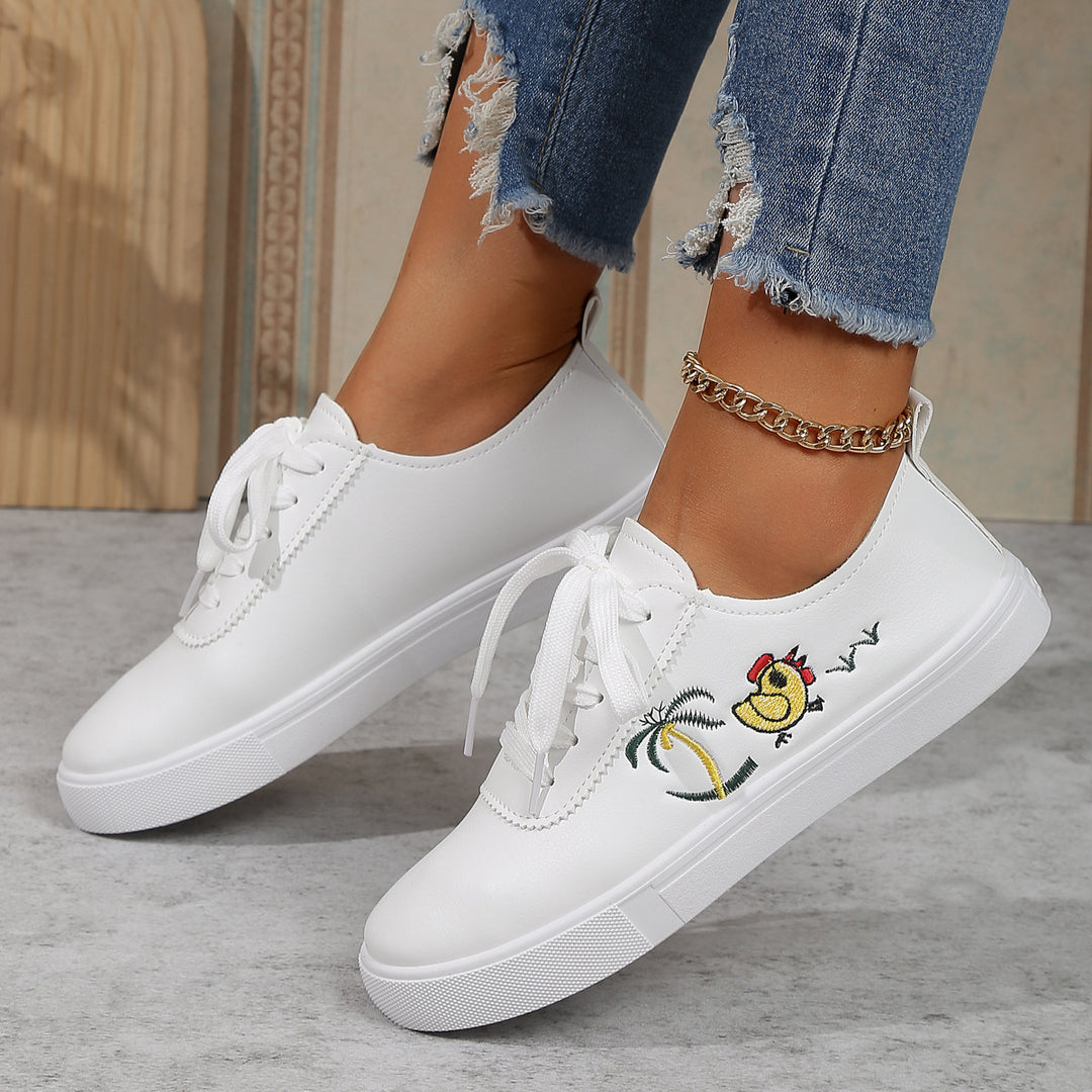Damen Sneaker mit verspieltem Stickmuster und bequemer Sohle EB