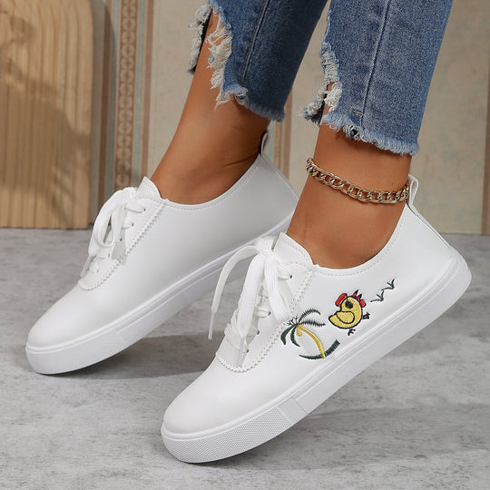 Damen Sneaker mit verspieltem Stickmuster und bequemer Sohle EB
