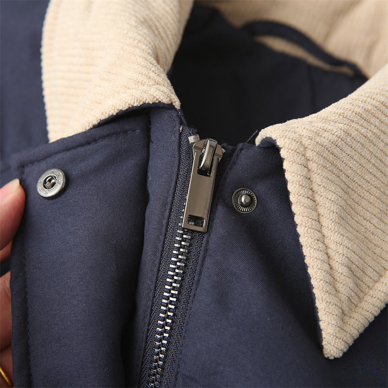 Damen gesteppte Übergangsjacke mit kontrastierendem Kragen und praktischen Taschen EB