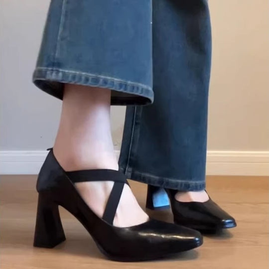 Damen elegante Slingback-Pumps mit modischem Riemendesign und komfortablem Blockabsatz EB