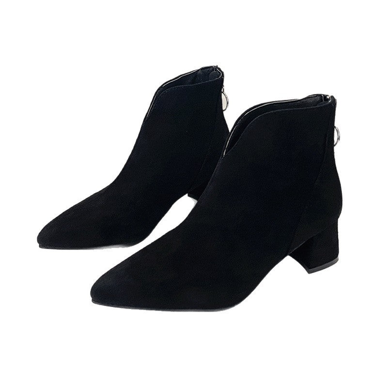 Damen nan spitze Ankleboots mit rückseitigem Zipperring und komfort-Blockabsatz EB
