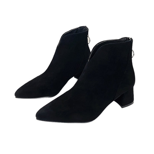 Damen nan spitze Ankleboots mit rückseitigem Zipperring und komfort-Blockabsatz EB