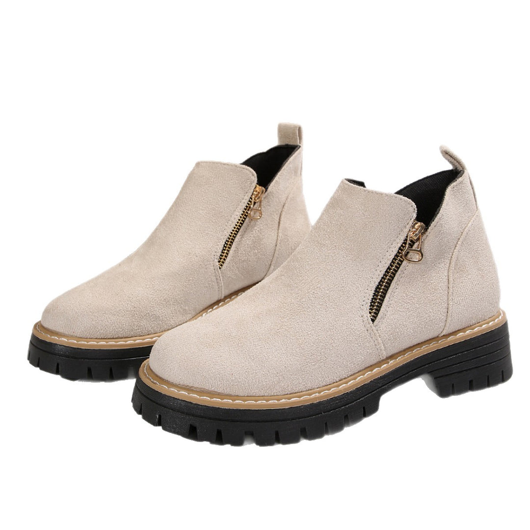 Damen Trendige Chelsea-Boots mit seitlichem Reißverschluss und rutschfester Sohle EB