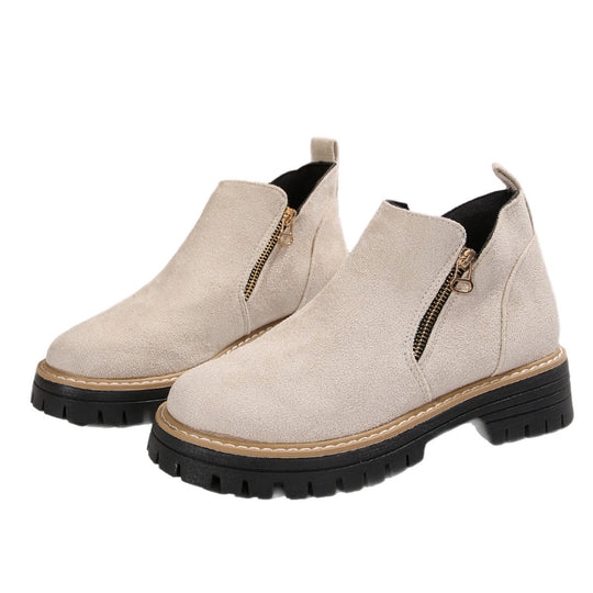 Damen Trendige Chelsea-Boots mit seitlichem Reißverschluss und rutschfester Sohle EB