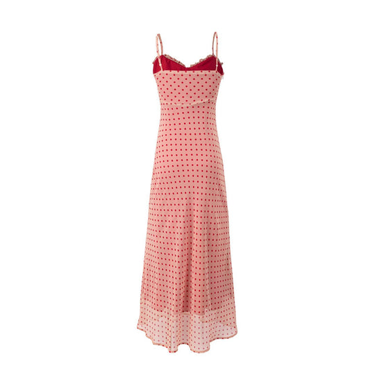 Damen Maxikleid mit schickem Punkte-Muster und verstellbaren Spaghettiträgern EB