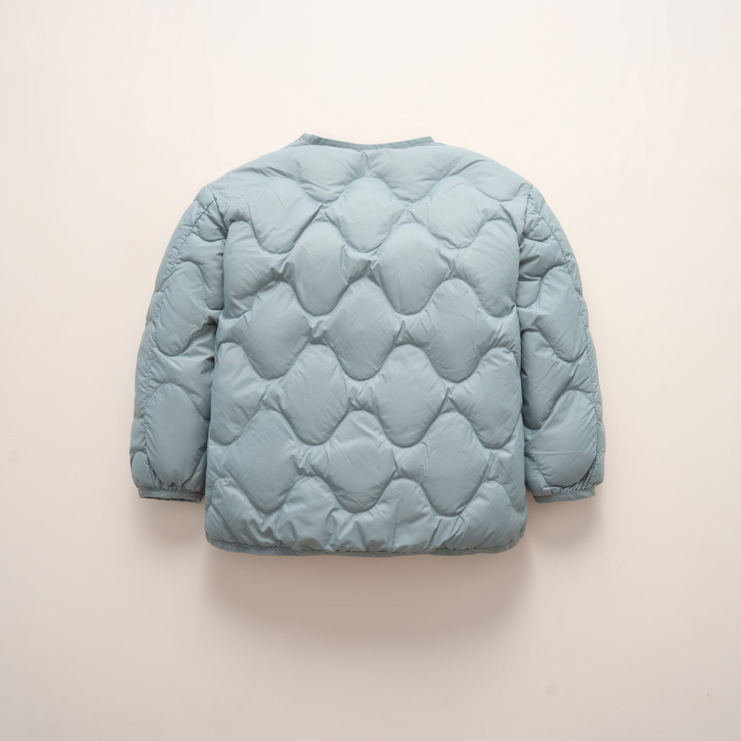 Damen gesteppte Daunenjacke mit modernen Wellenmustern und praktischen Taschen EB