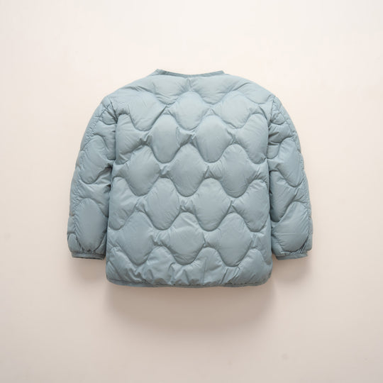 Damen gesteppte Daunenjacke mit modernen Wellenmustern und praktischen Taschen EB
