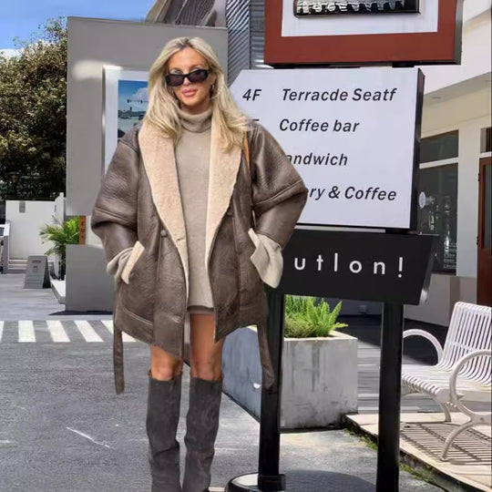 Damen Wickeljacke mit kuscheligem Kragen EB