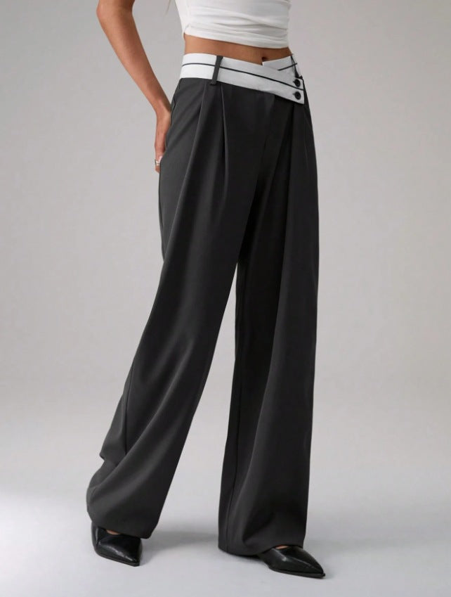 Damen Modische Palazzo-Hose mit asymmetrischem Bund EB