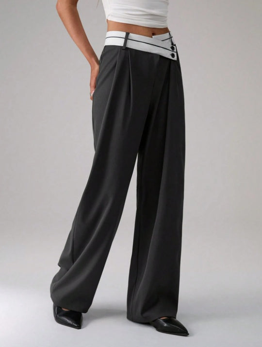 Damen Modische Palazzo-Hose mit asymmetrischem Bund EB