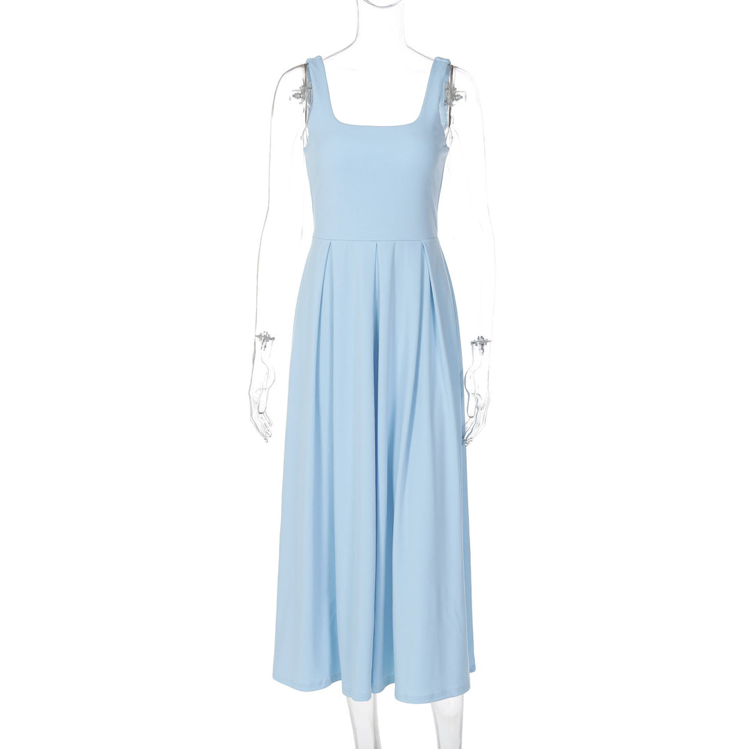 Damen Elegantes Maxikleid mit A-Linie und breiten Trägern EB