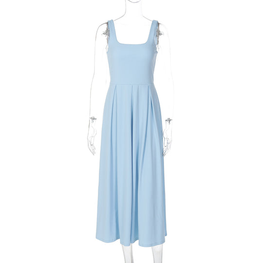 Damen Elegantes Maxikleid mit A-Linie und breiten Trägern EB