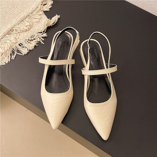Damen elegante Slingback-Ballerinas aus glänzendem Material EB