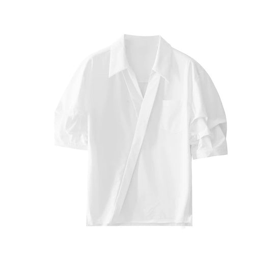 Damen Elegante Oversized Bluse aus hochwertigem Baumwollmix mit verdeckter Knopfleiste EB