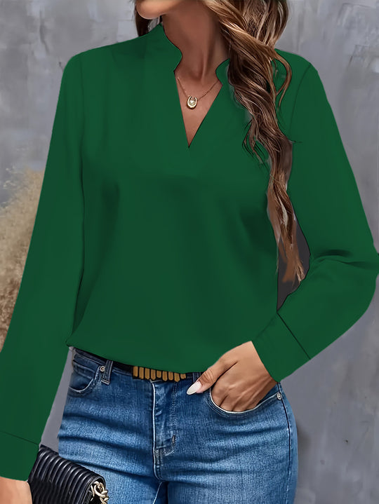 Damen Bluse mit V-Ausschnitt und elegantem Design EB