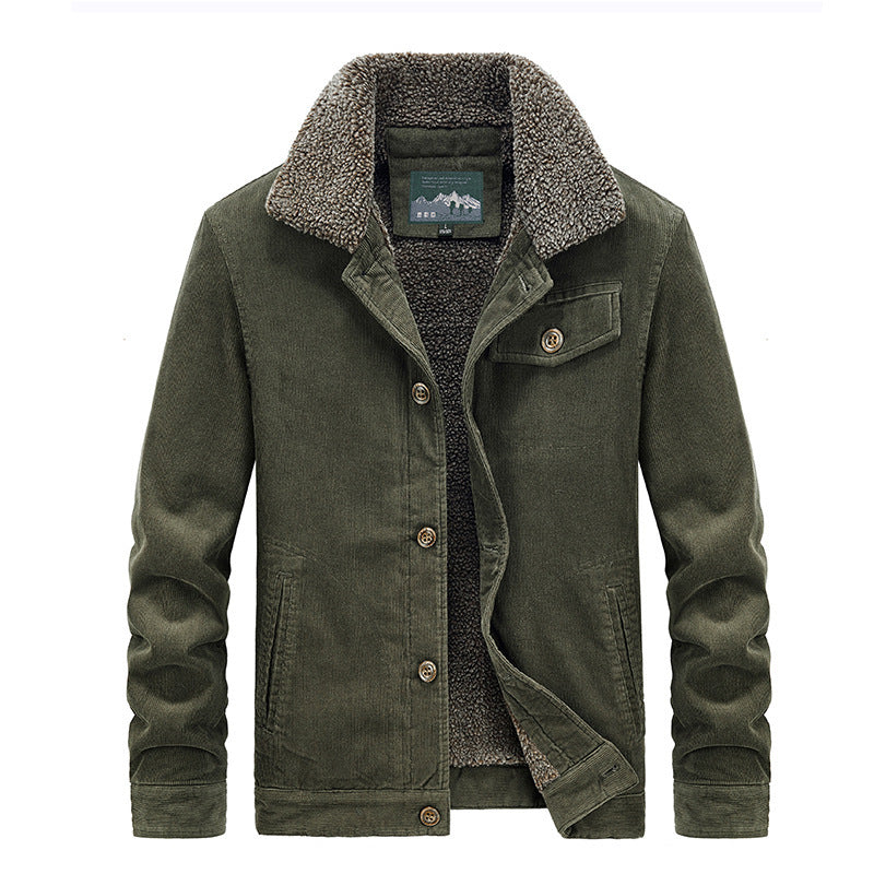 Herren Cord‑Blouson mit durchgehendem Sherpa‑Innenfutter und Umlegekragen EB