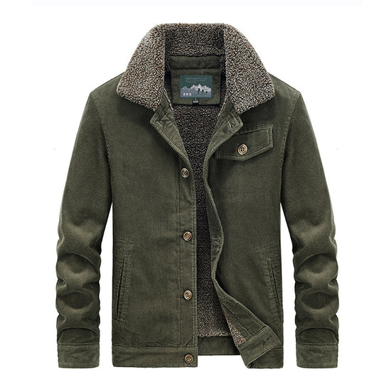 Herren Cord‑Blouson mit durchgehendem Sherpa‑Innenfutter und Umlegekragen EB