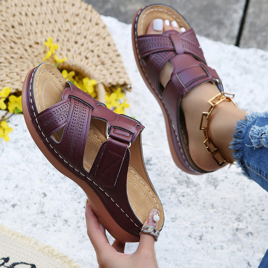Damen Komfortable Sandalen mit atmungsaktiven Riemen und verstellbarem Verschluss EB
