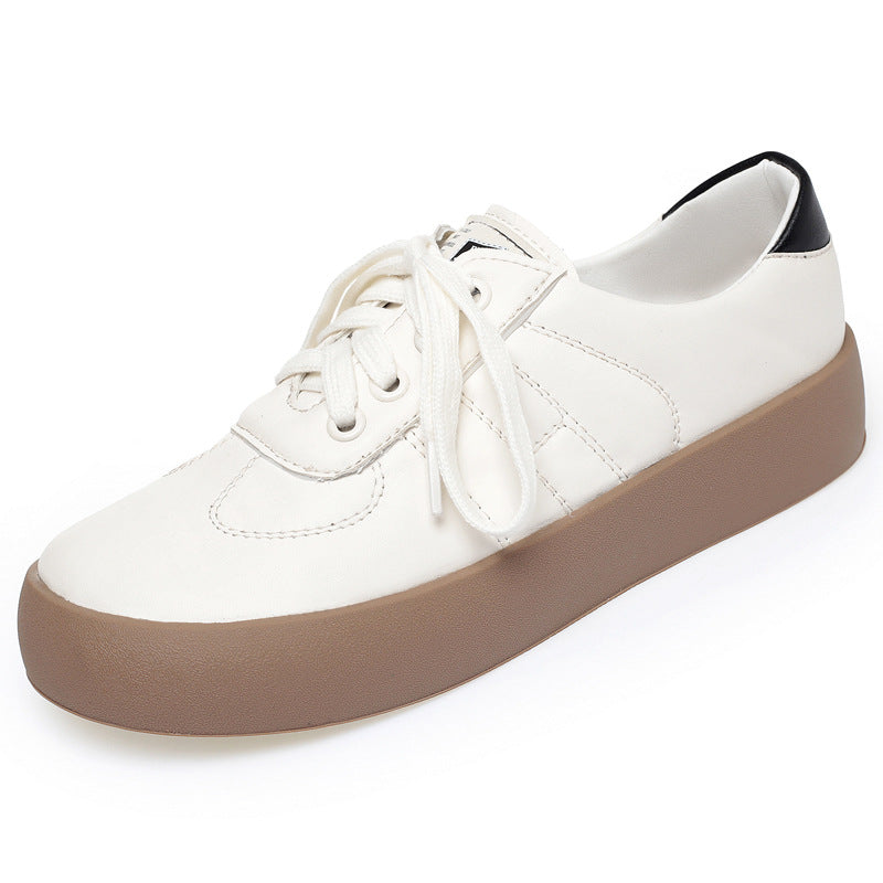 Damen Trendige Plateau-Sneaker aus hochwertigem Kunstleder mit bequemer Sohle EB