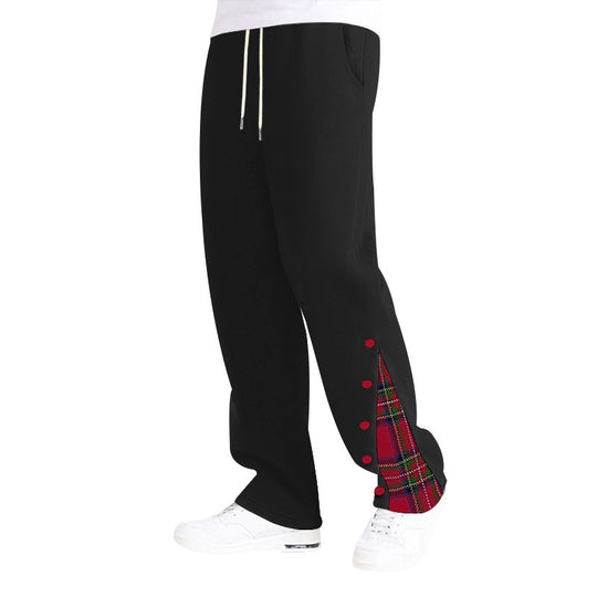 Herren modische Freizeithose mit seitlichem Karo-Muster und verstellbarem Kordelzug EB