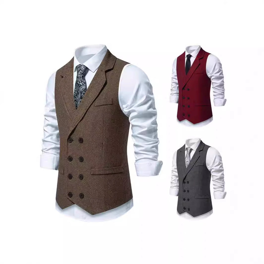 Herren Elegante Anzugweste mit klassischem Hahnentrittmuster und modernem Schnitt EB