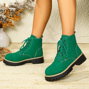 Damen nan Schnür-Stiefelette in Veloursoptik mit warmem Innenfutter, gepolstertem Schaft und robuster Profilsohle EB